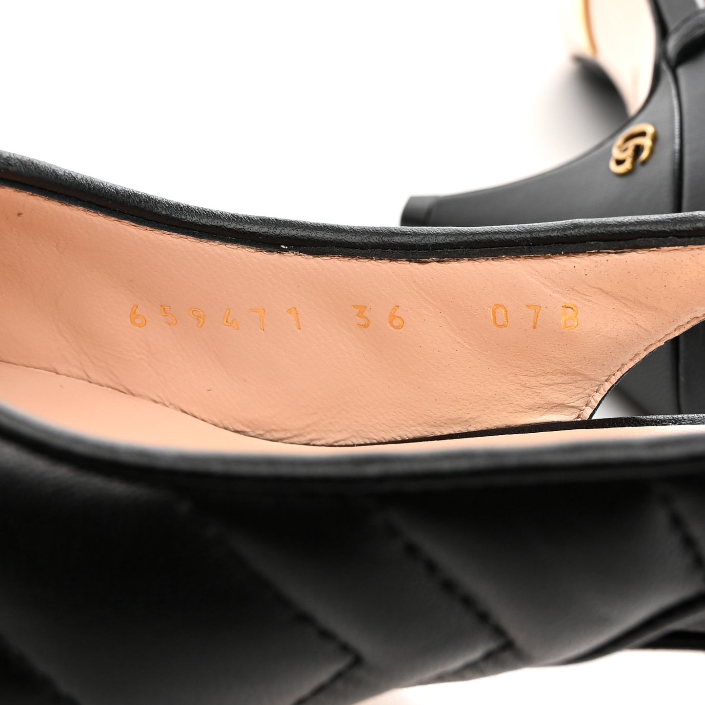 Nappa Charlotte Chevron Matelasse Double G 75mm Slingback Pumps 36 Black