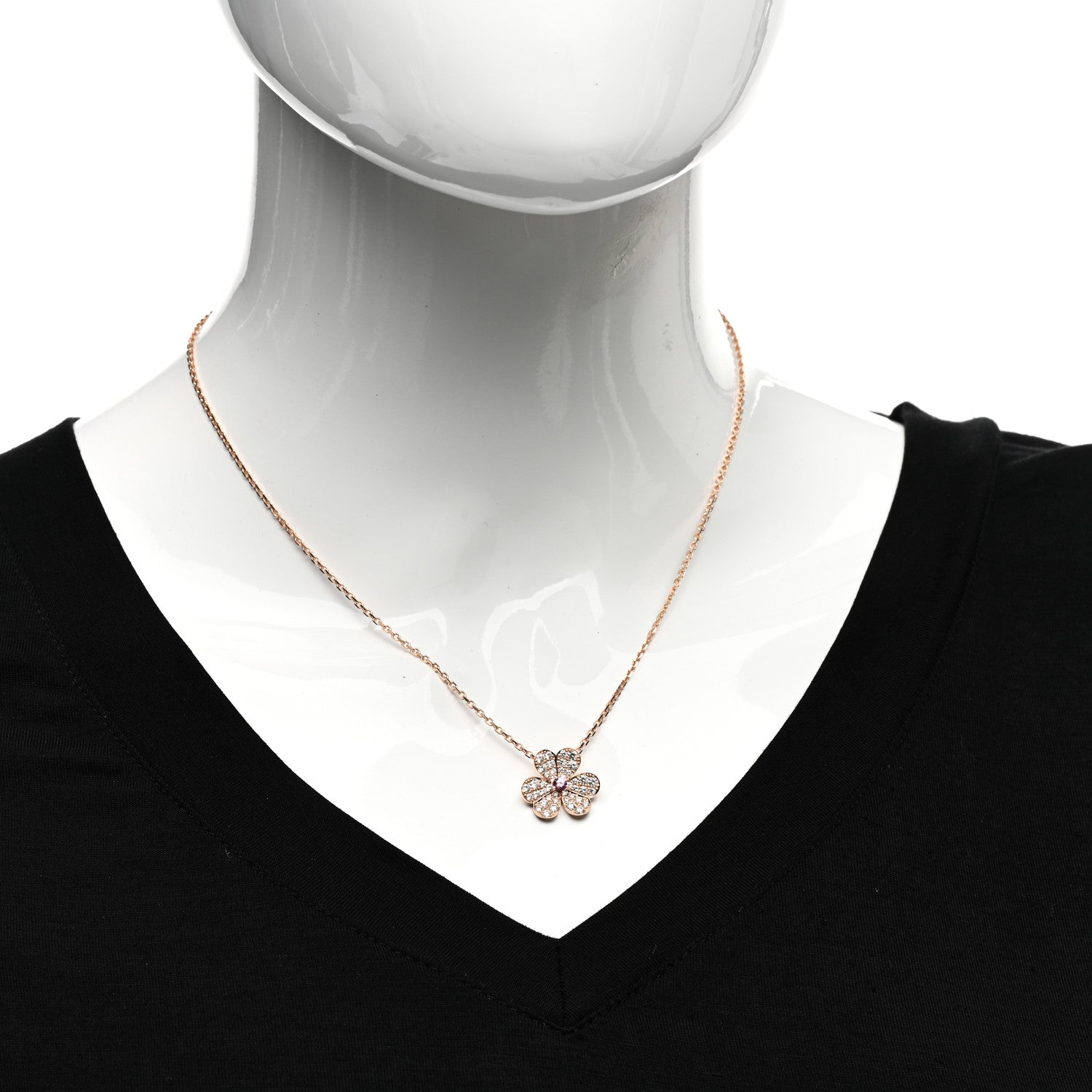 Van Cleef & Arpels 18K Rose Gold Diamond Pink Sapphire Small Frivole Pendant Necklace 2 of 5