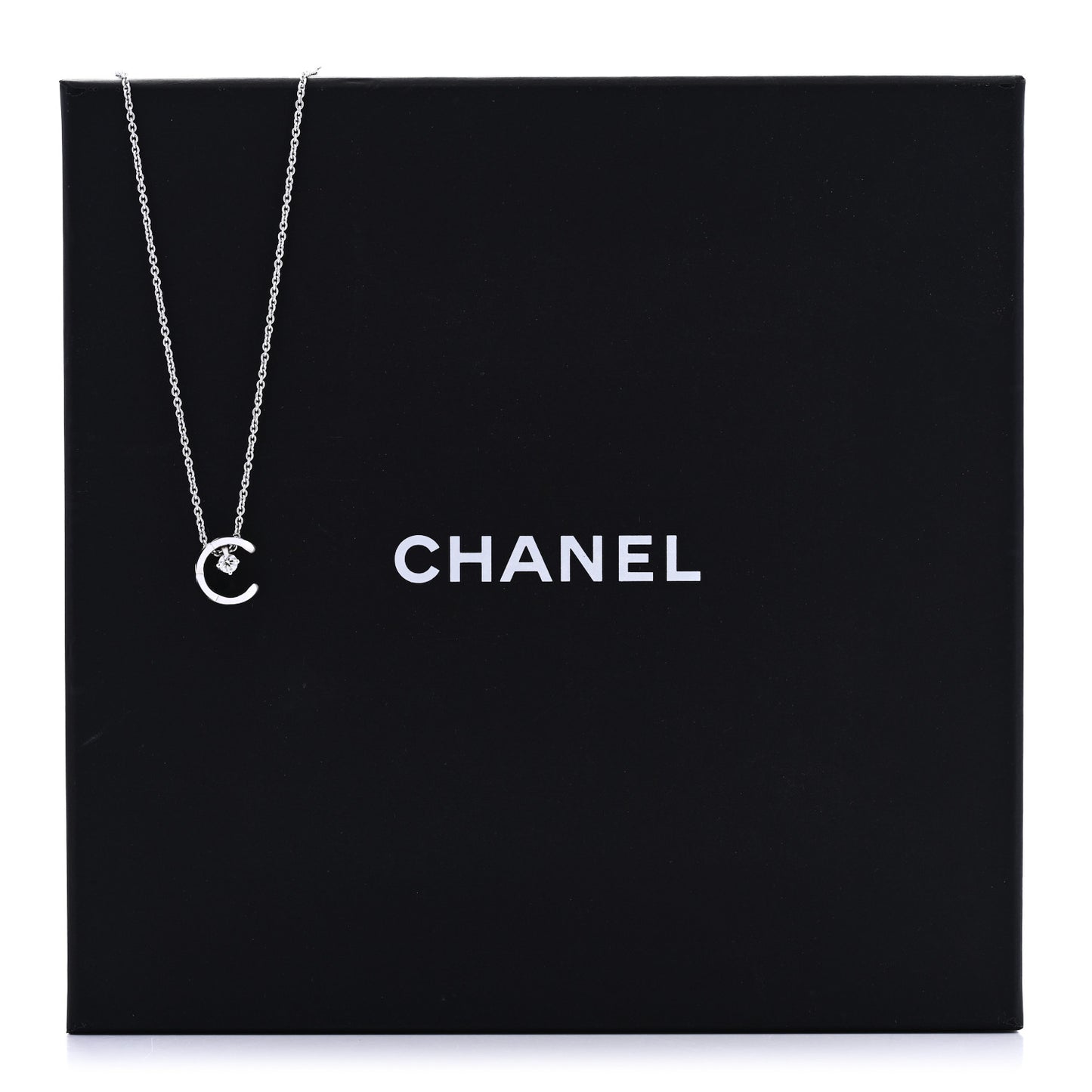 18K White Gold Diamond Coco Crush C Necklace