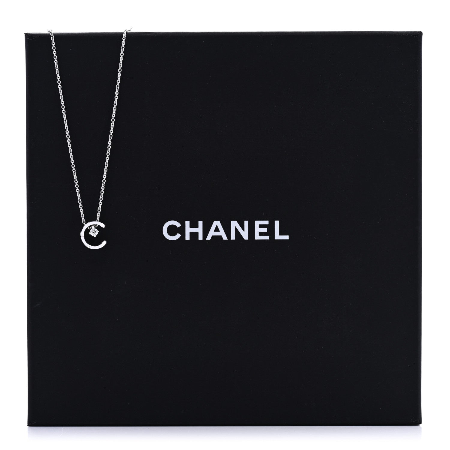 Chanel 18K White Gold Diamond Coco Crush C Necklace 6 of 6