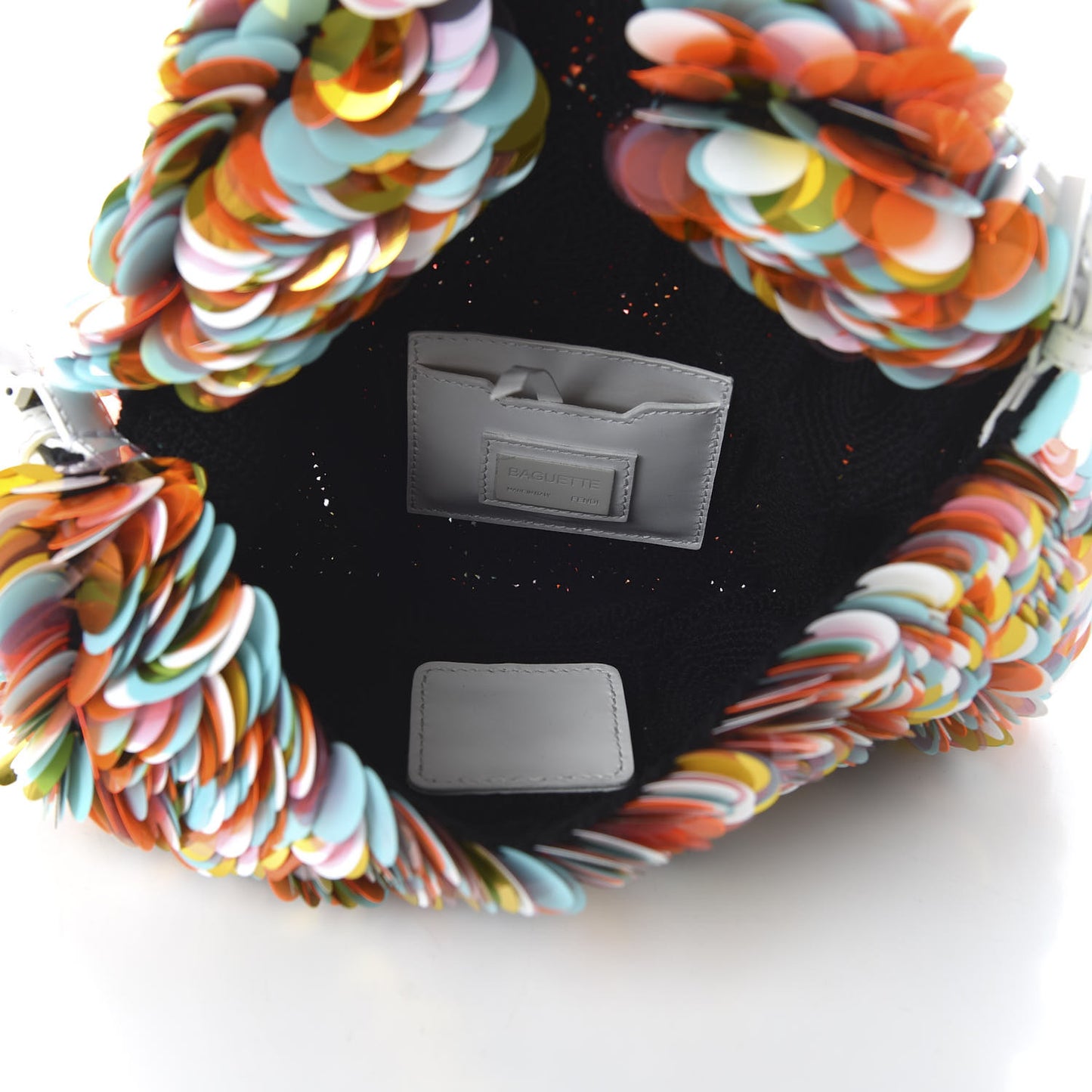 Sequin Maxi Paillettes Cuoio Lucido Baguette Multicolor White
