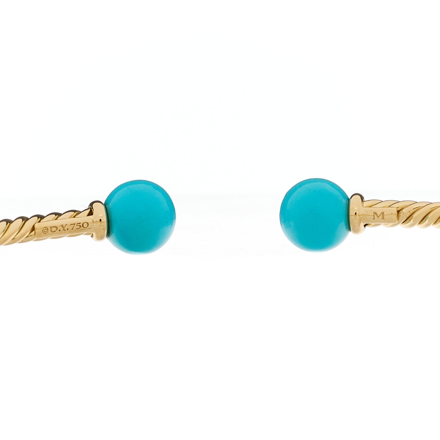 David Yurman 18K Yellow Gold Turquoise 8.5mm Solari Bead Bracelet 3 of 3