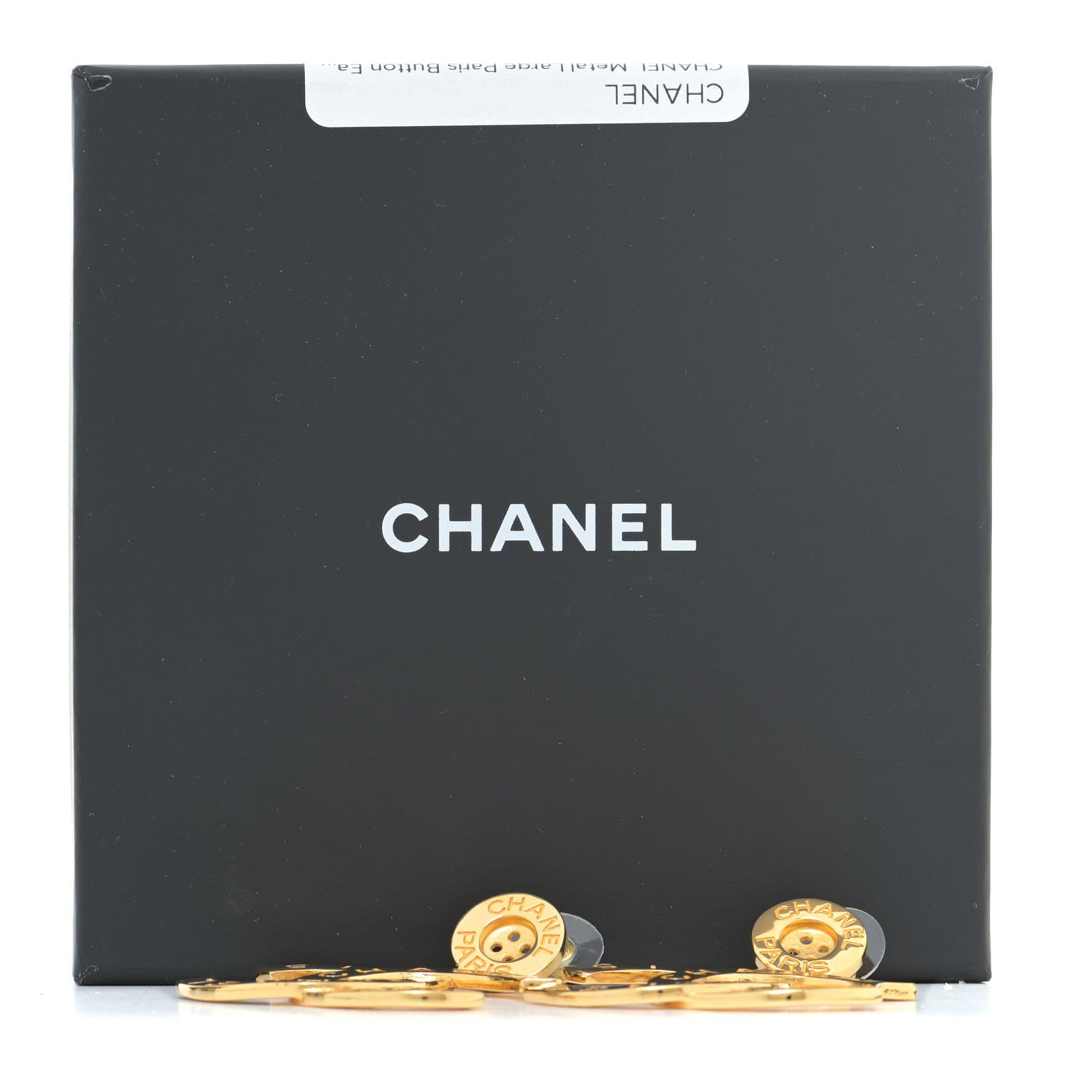 Chanel Metal Large Paris Button Earrings Gold 8 of 8
