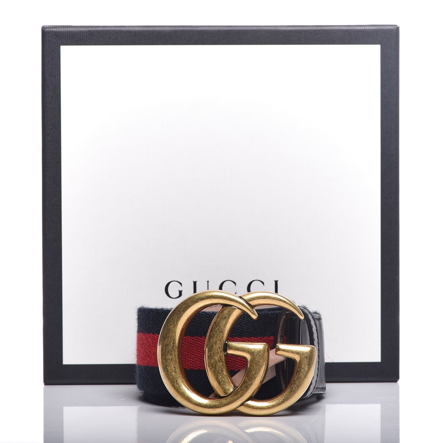 Gucci Nylon Calfskin Double G Web 40mm Belt 85 34 Blue Red Black 7 of 7