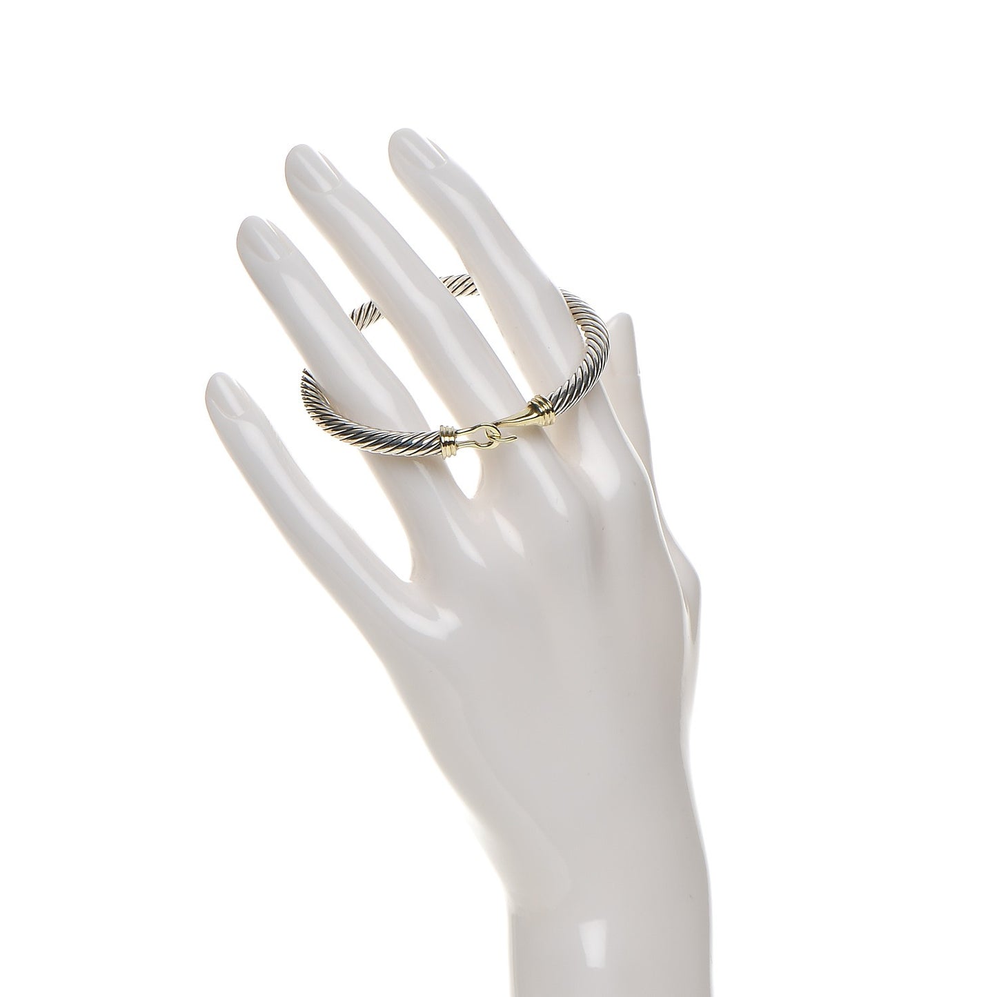 Sterling Silver 14K Yellow Gold 5mm Cable Classic Buckle Bracelet