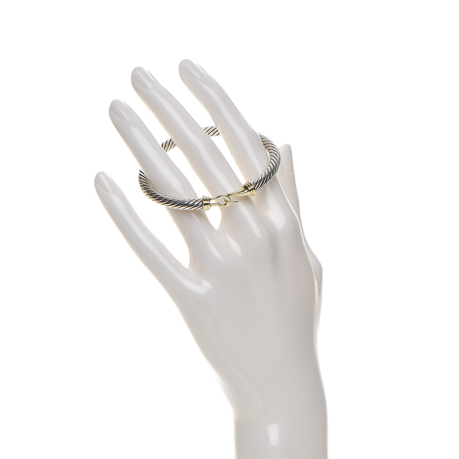 David Yurman Sterling Silver 14K Yellow Gold 5mm Cable Classic Buckle Bracelet 2 of 4
