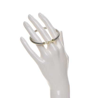 David Yurman Sterling Silver 14K Yellow Gold 5mm Cable Classic Buckle Bracelet 2 of 4