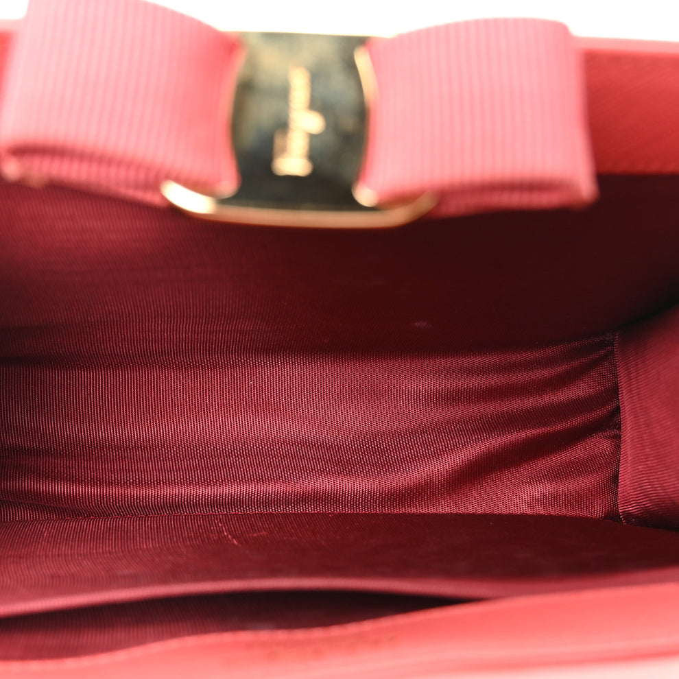 Salvatore Ferragamo Saffiano Vera Bow Chain Shoulder Bag Griotte ...