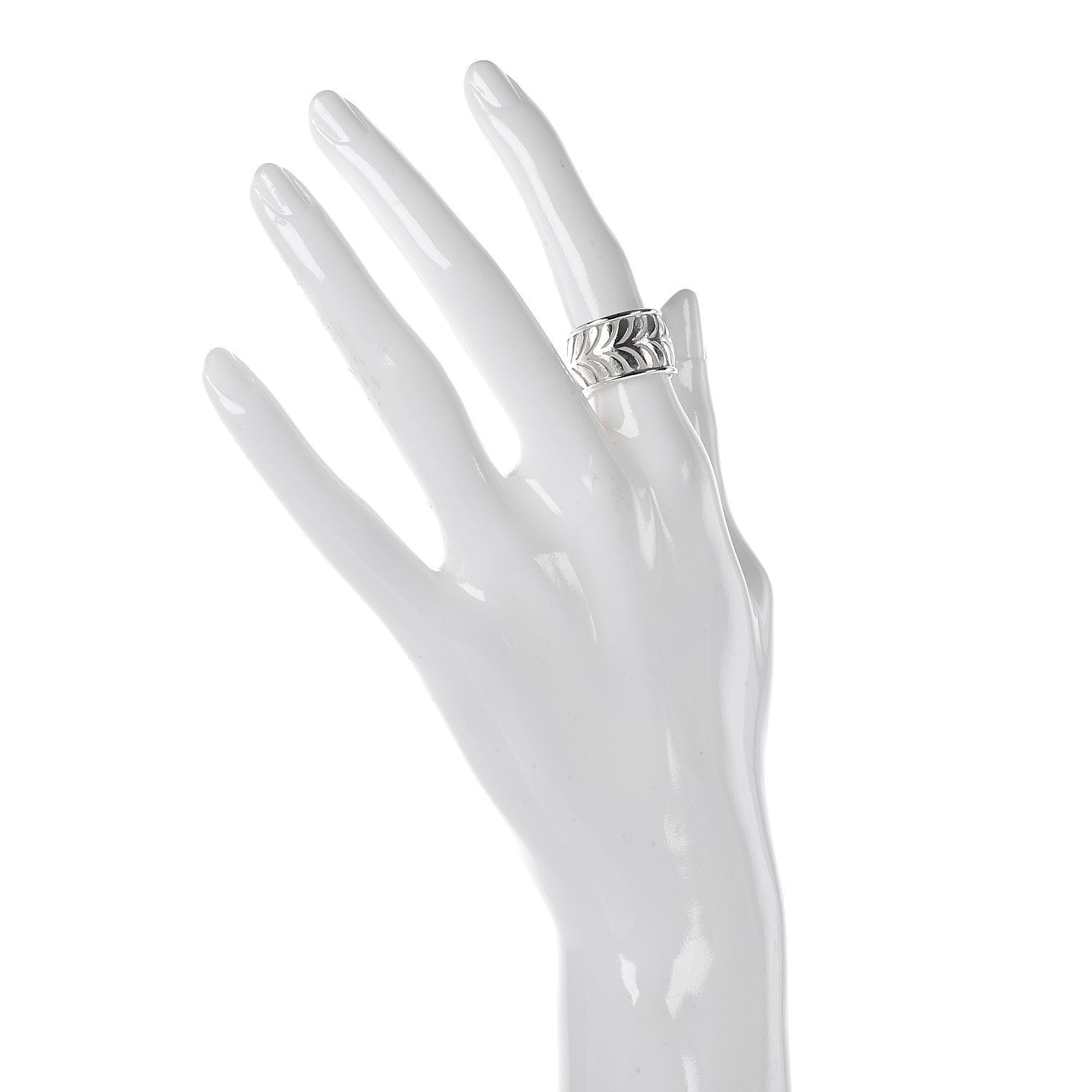 Tiffany Sterling Silver Villa Paloma Palm Band Ring 50 5.25 2 of 4
