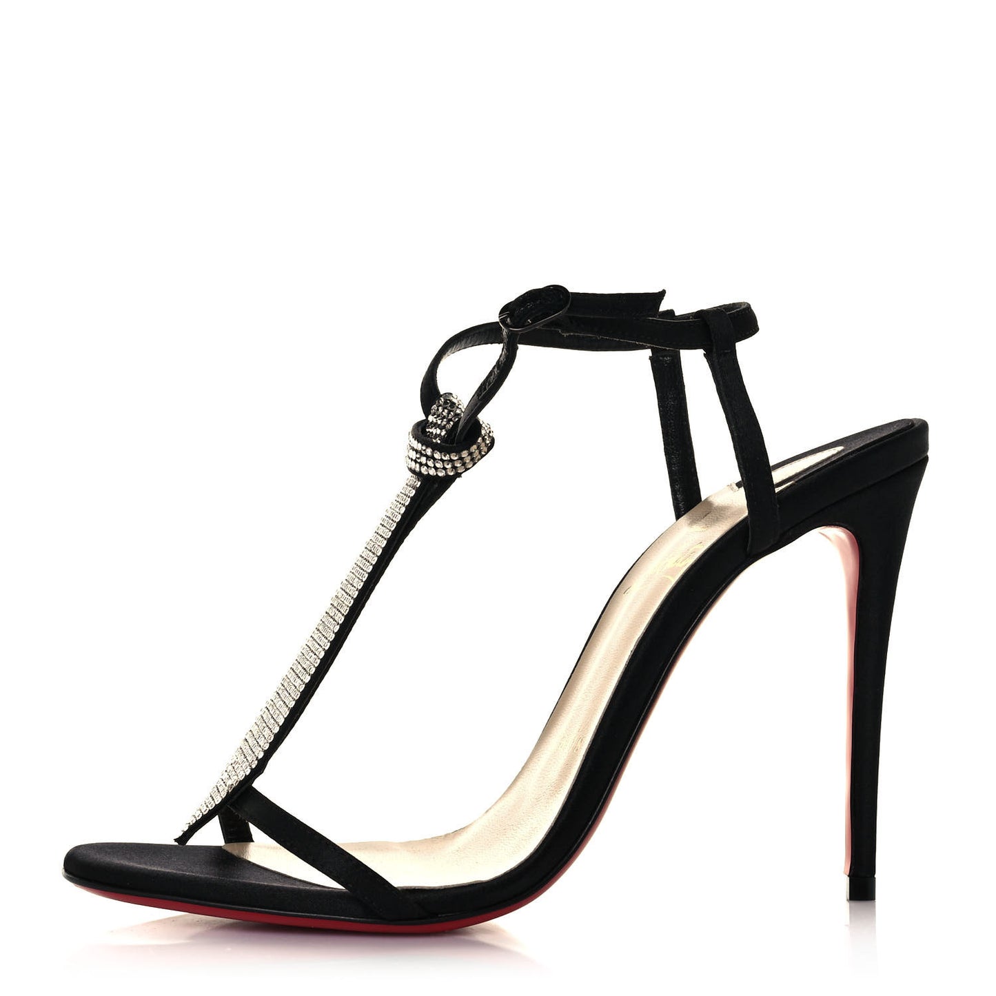 Satin Crepe Strass T Cab 100 T-Strap Sandals 36.5 Black