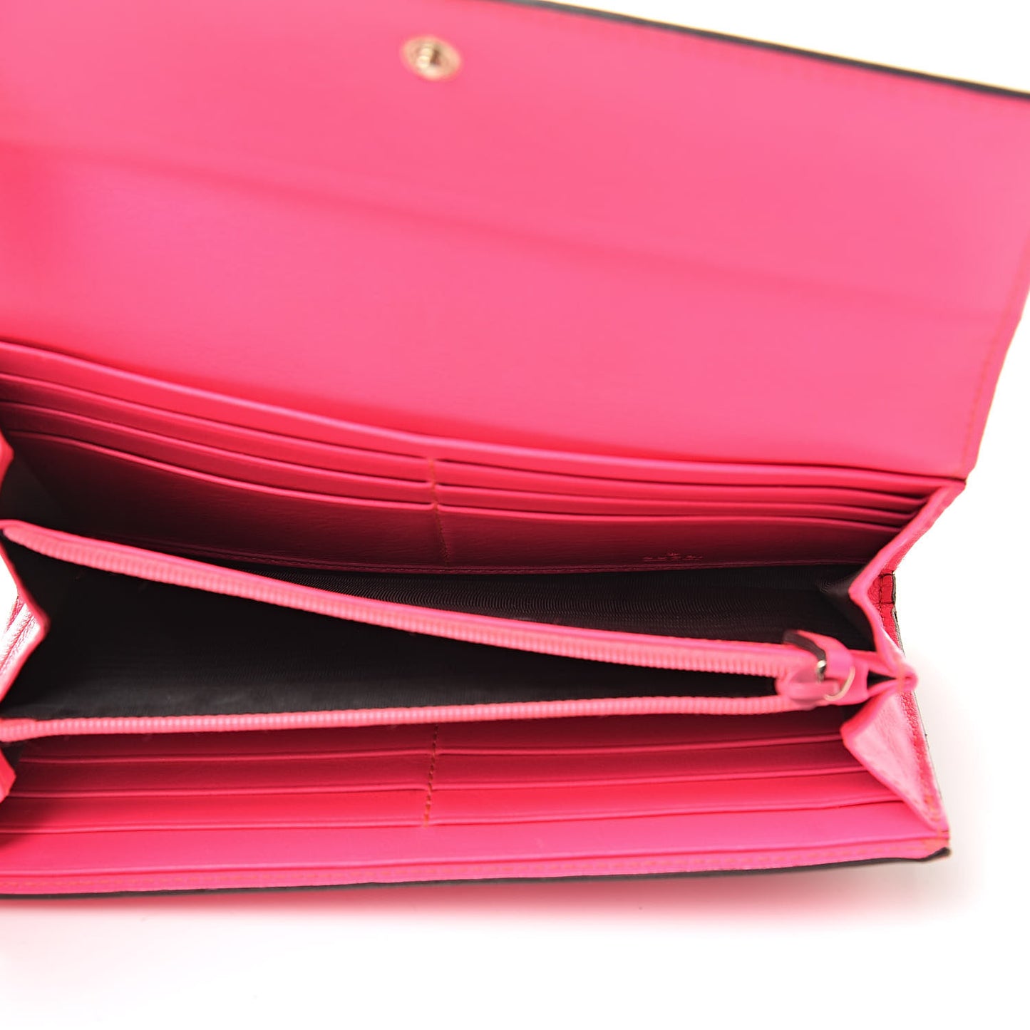GG Supreme Monogram Continental Heart Wallet Fluorescent Fuchsia