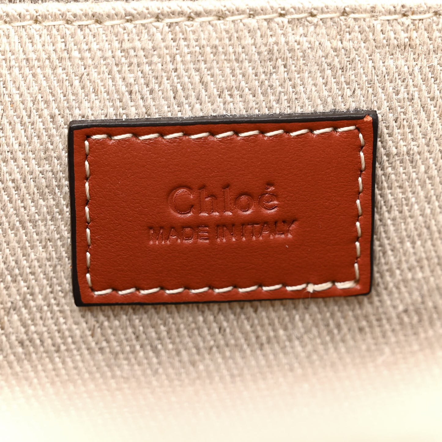 Linen Calfskin Medium Woody Ribbon Tote White Brown