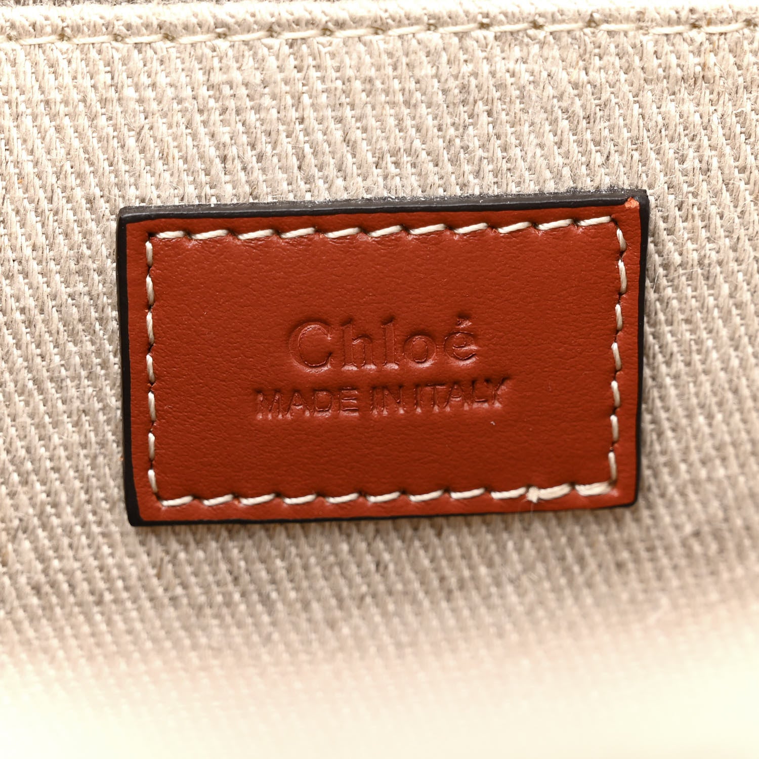 Chloe Linen Calfskin Medium Woody Ribbon Tote White Brown 6 of 13
