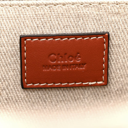 Chloe Linen Calfskin Medium Woody Ribbon Tote White Brown 6 of 13