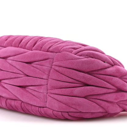 Miu Miu Suede Matelasse Mini Wander Hobo Fuxia 10 of 11