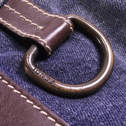Fendi Denim Buckle Strap Shoulder Bag Blue 9 of 9