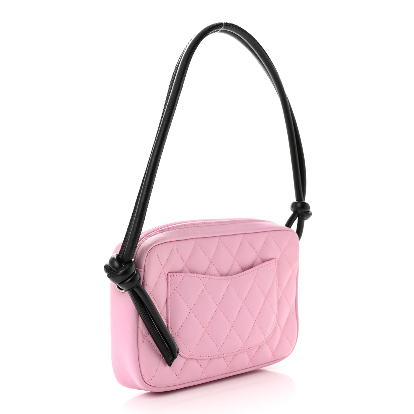 Calfskin Quilted Cambon Pochette Pink Black