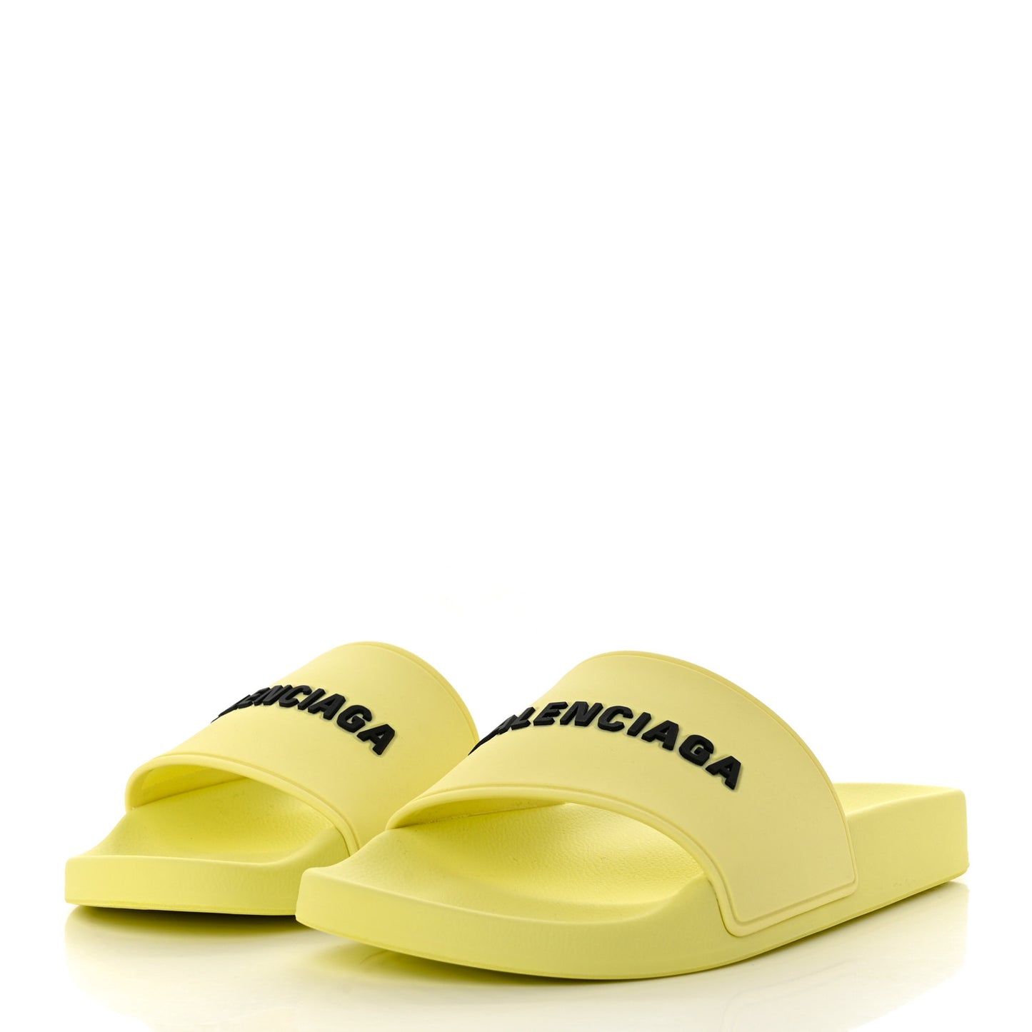 Smooth Rubber Logo Bi-Color Womens Pool Slide Sandals 38 Yellow Black