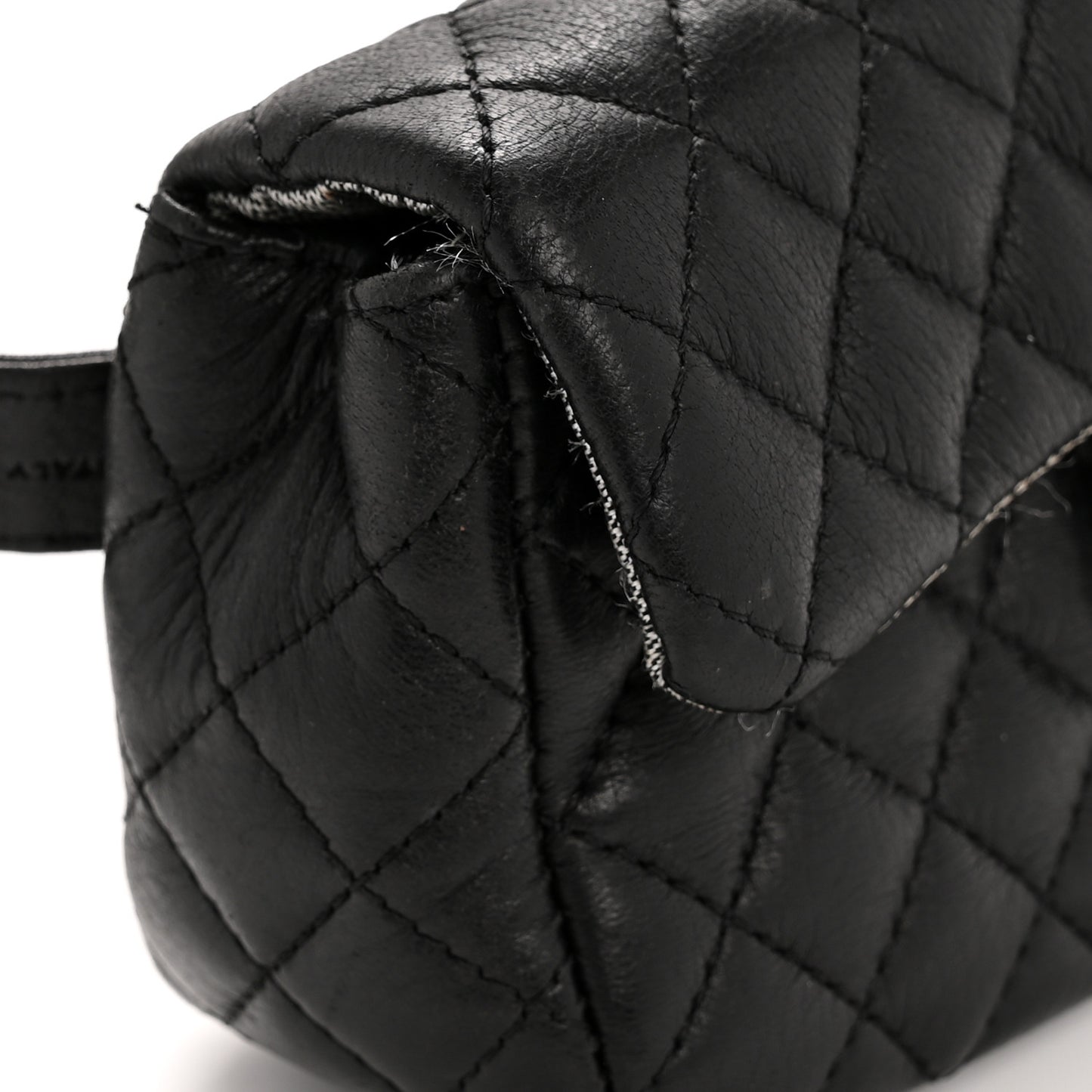 Grained Calfskin Quilted CC Uniform Flap Belt Bag Black