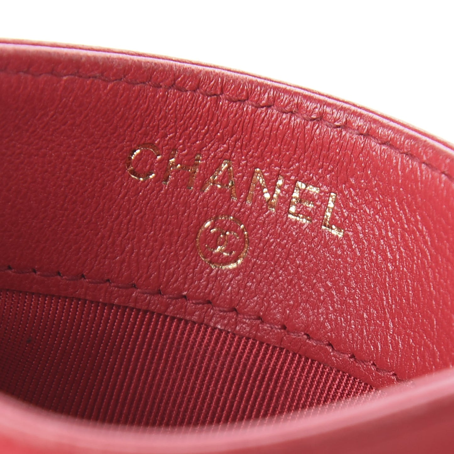 Lambskin Quilted Card Holder Red