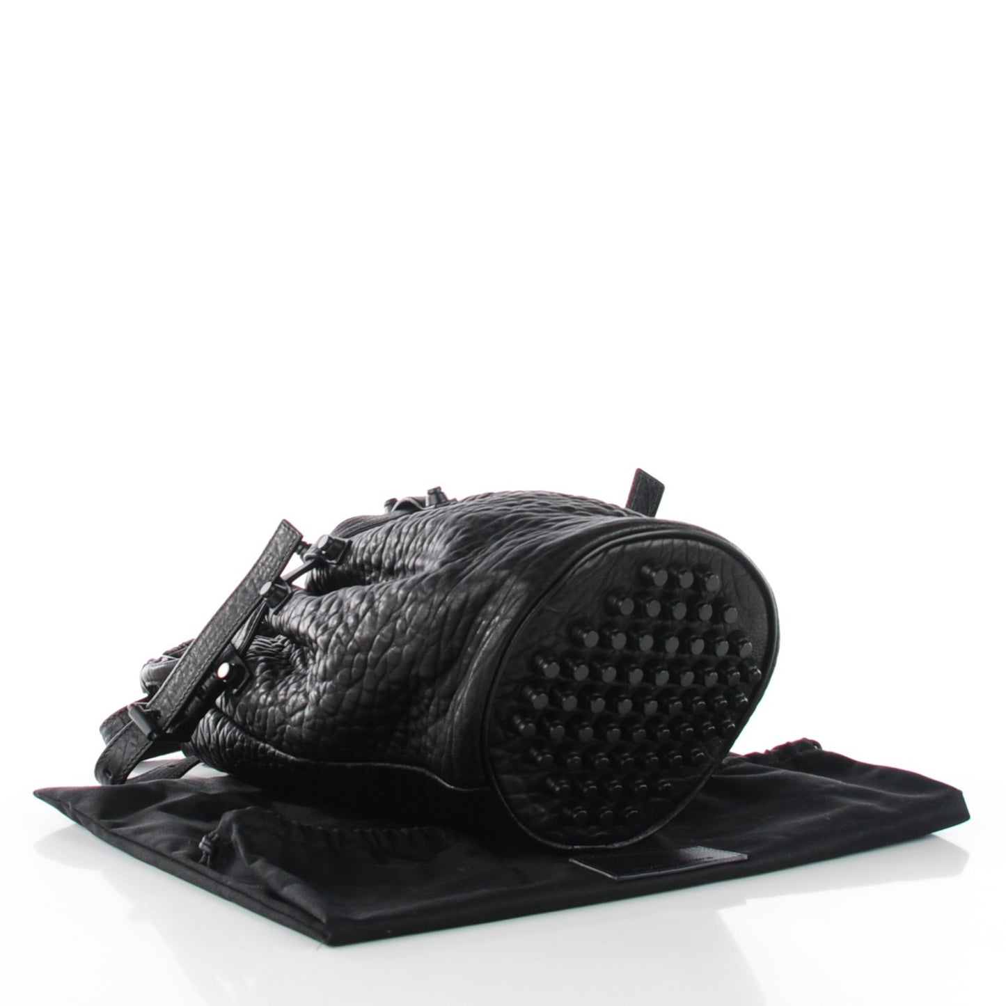 Pebbled Lambskin Diego Bucket Bag Black w Black Hardware