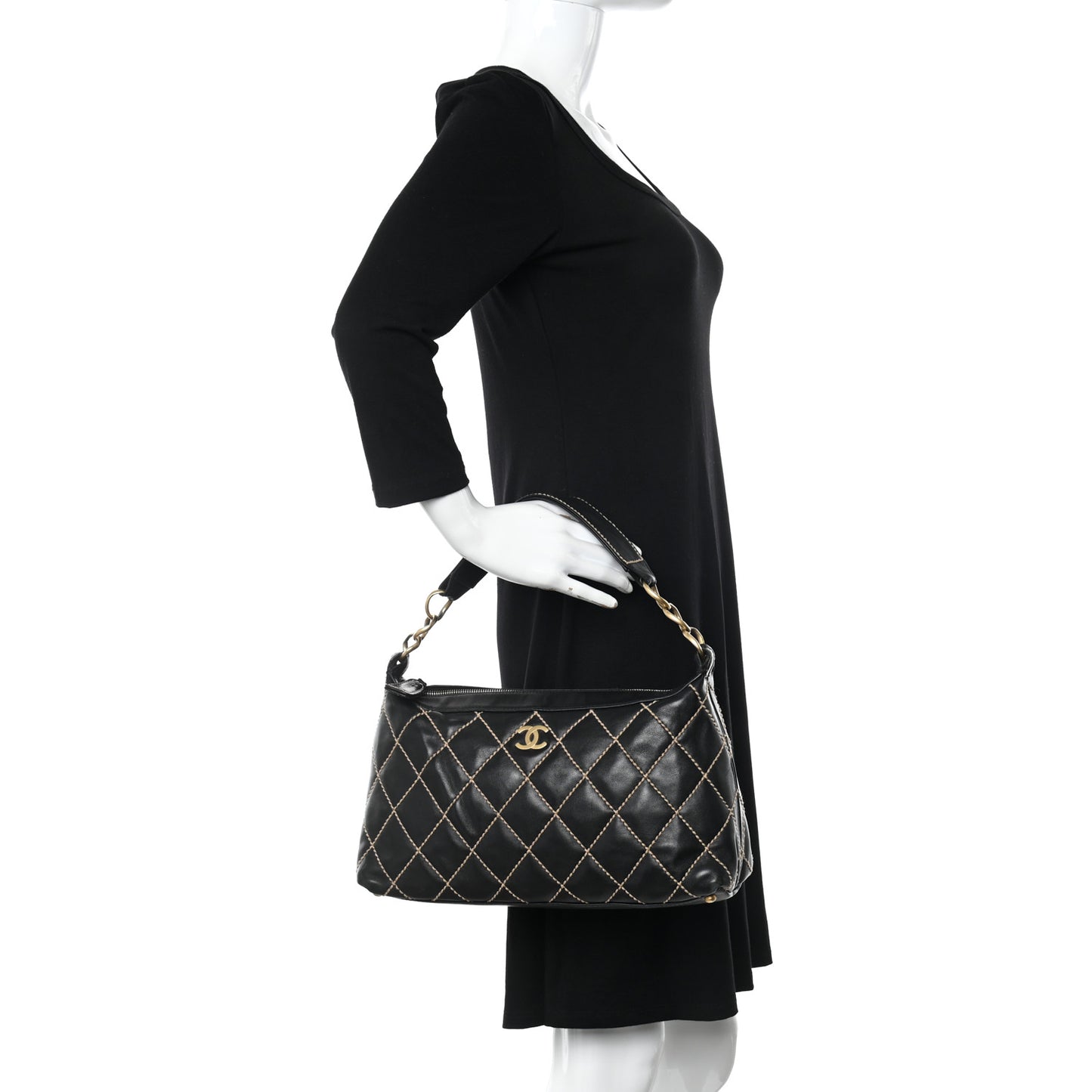 Calfskin Wild Stitch Hobo Black