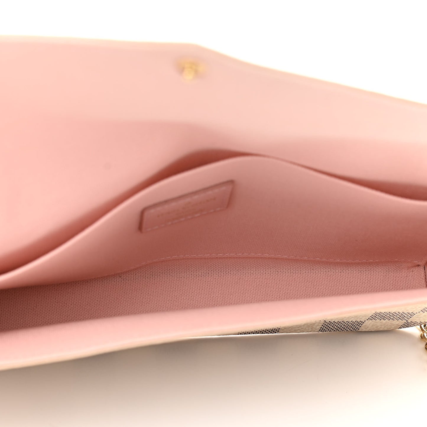 Damier Azur Pochette Felicie Chain Wallet Rose Ballerine