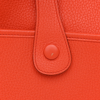 Hermes Taurillon Clemence Amazone Evelyne III PM Orange Poppy Bleu Saint Cyr 12 of 14