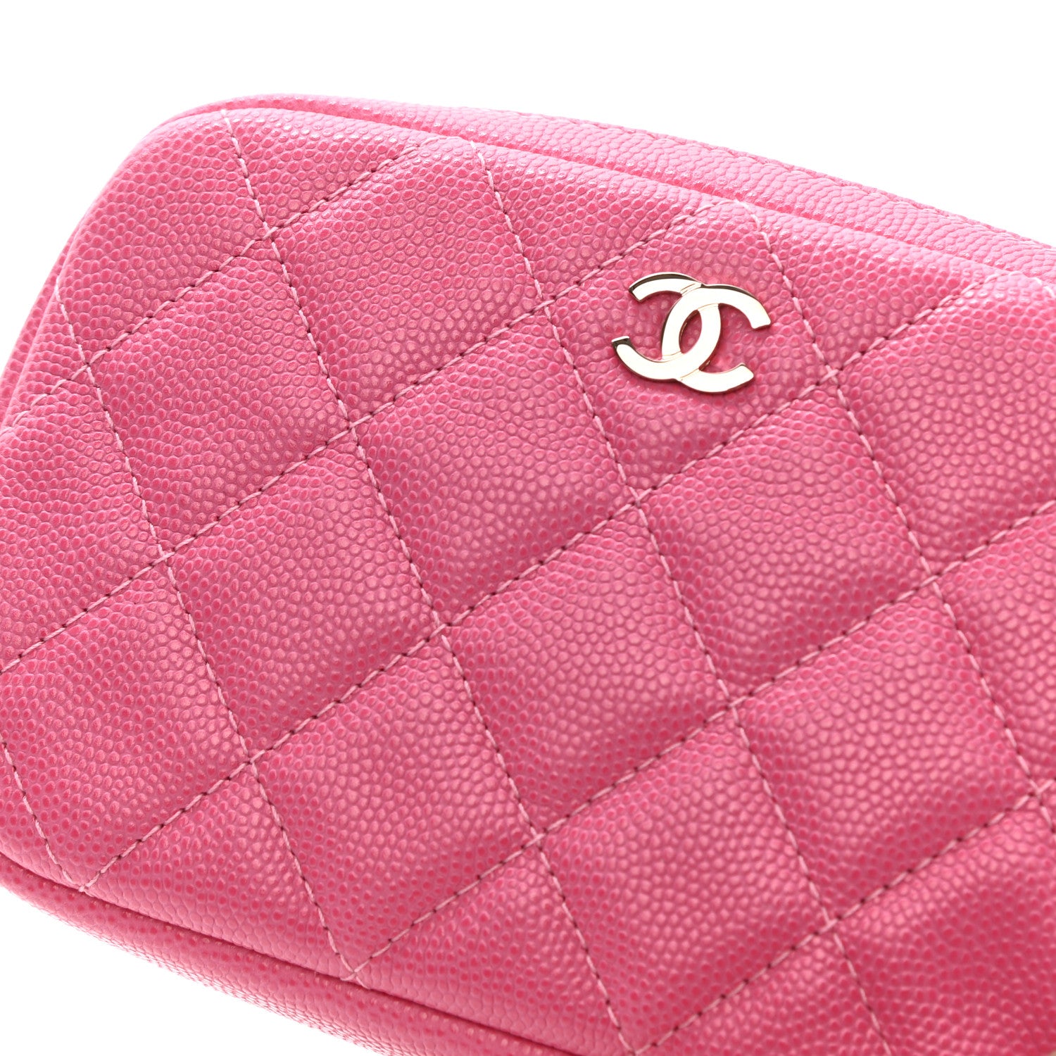 Chanel Caviar Quilted Small Curvy Pouch Cosmetic Case Pink 8 of 8