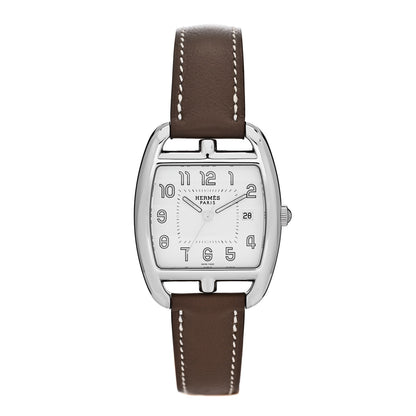 Hermes Stainless Steel Swift 33mm Cape Cod Tonneau Quartz Watch Etoupe 1 of 5