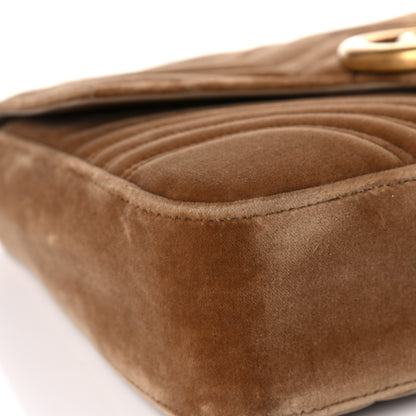 Gucci Velvet Matelasse Medium GG Marmont Shoulder Bag Taupe 9 of 15