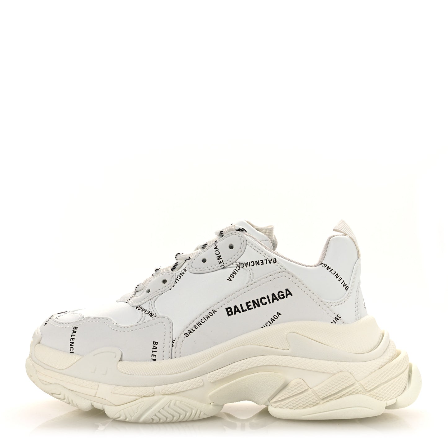 Technical Fabric Allover Logo Womens Triple S Sneakers 39 White Black