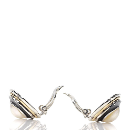 Cartier Sterling Silver 18K Yellow Gold Black Onyx Pearl Clip-On Earrings 3 of 4