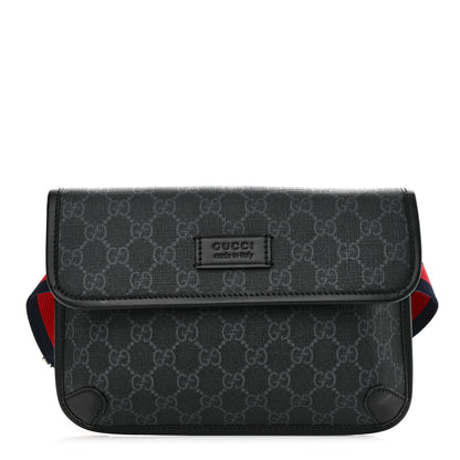 Gucci GG Supreme Monogram Web Slim Belt Bag Black Grey 1 of 10