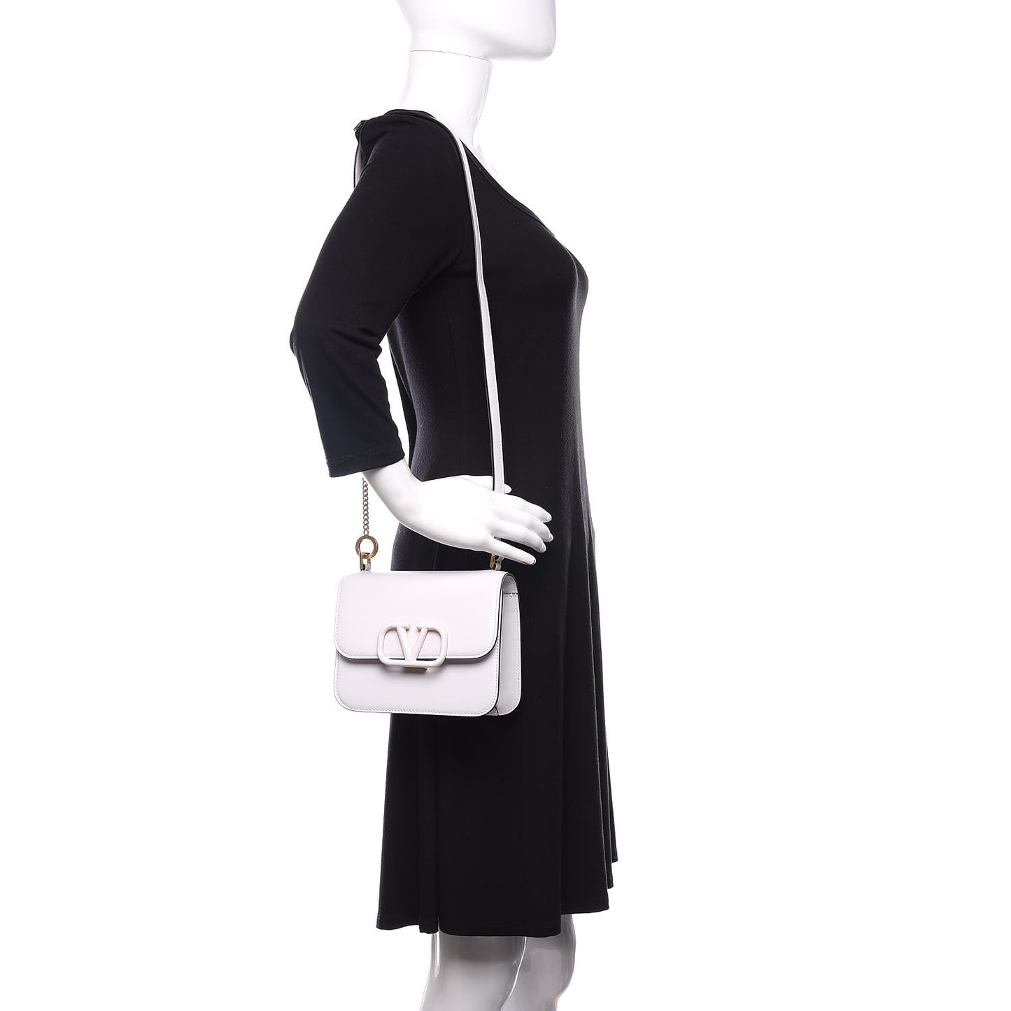 Smooth Calfskin Small VSling Shoulder Bag White