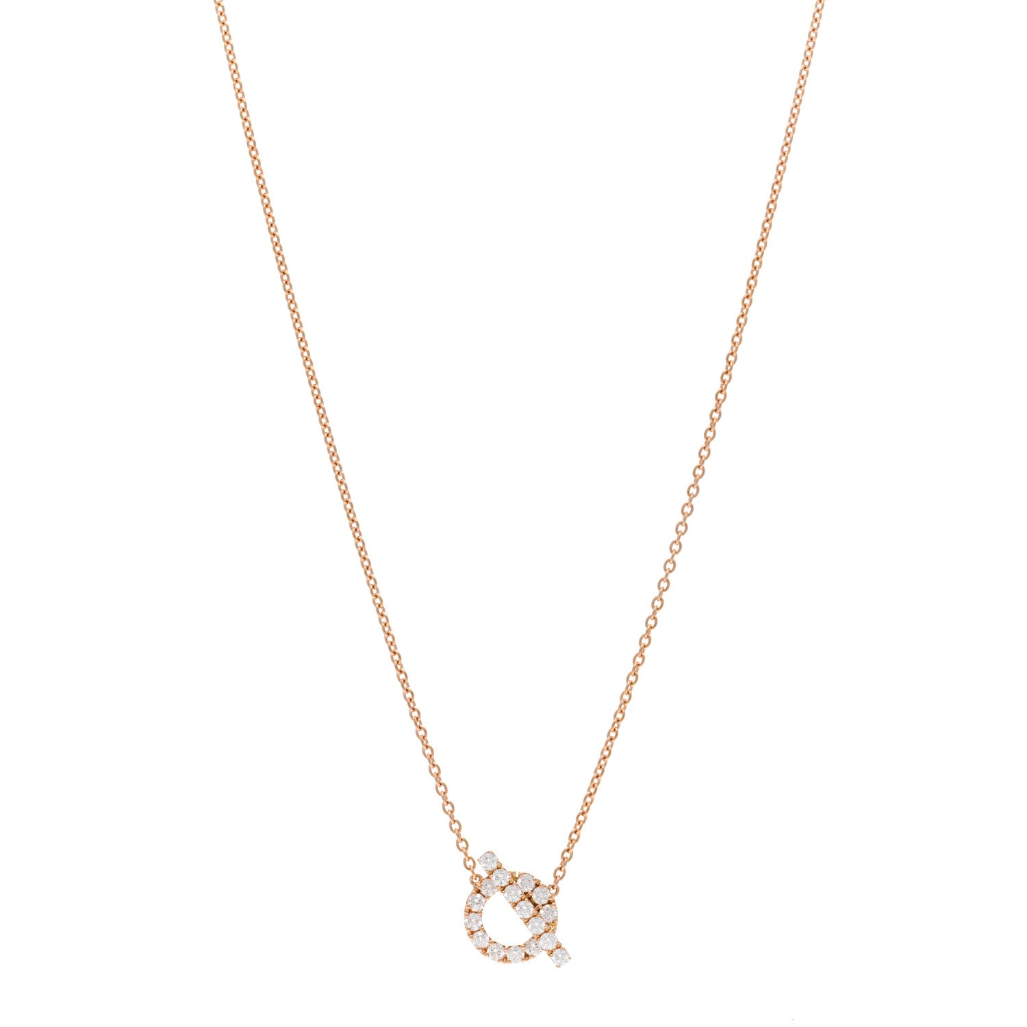 Hermes 18K Rose Gold Diamond Finesse Pendant Necklace 1 of 6