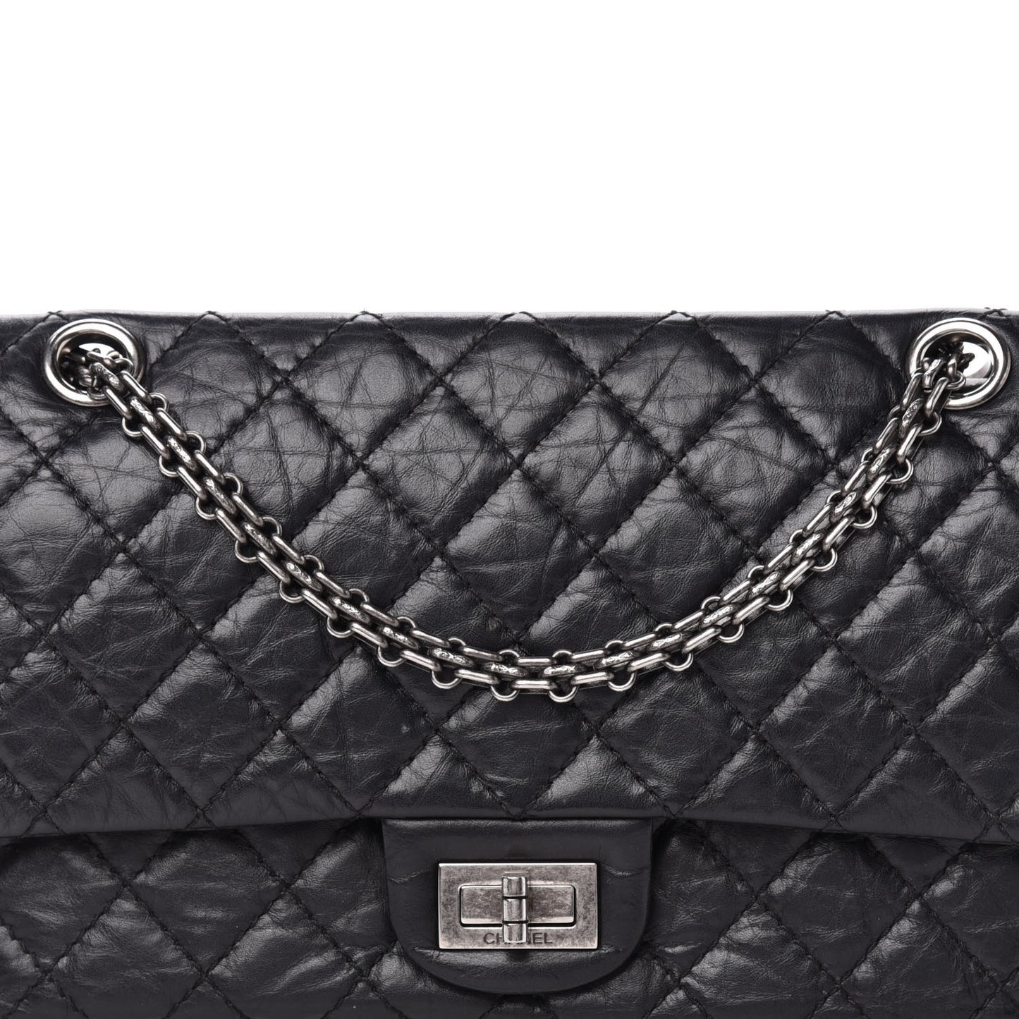 Aged Calfskin Quilted 2.55 Reissue 225 Flap Black