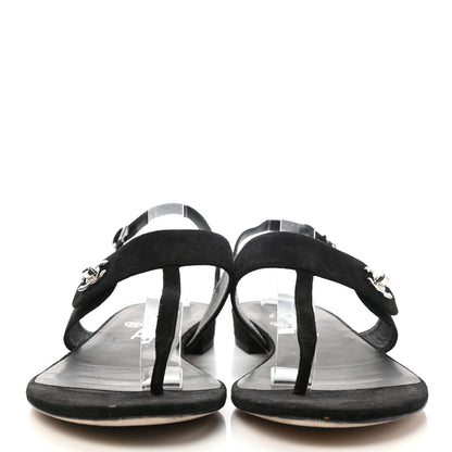 Chanel Suede CC Thong Sandals 39.5 Black 2 of 10