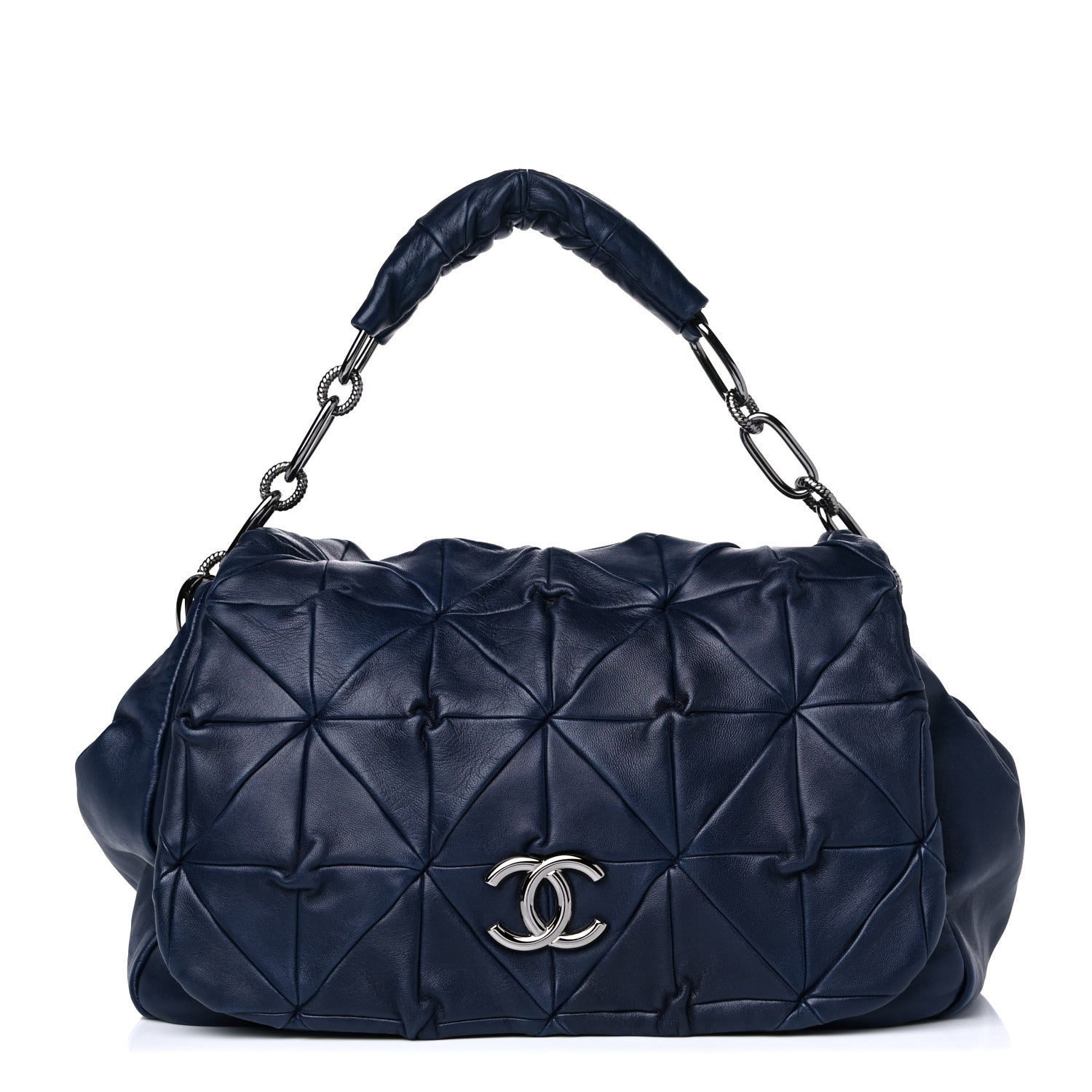 Chanel Lambskin Quilted Soft Squares Origami Accordion Flap Navy 1 of 15