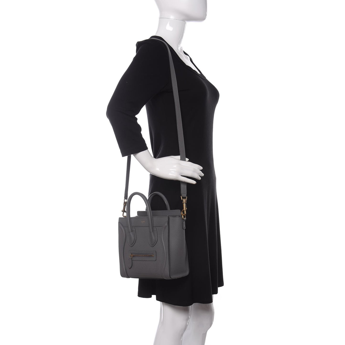Baby Drummed Calfskin Nano Luggage Kohl
