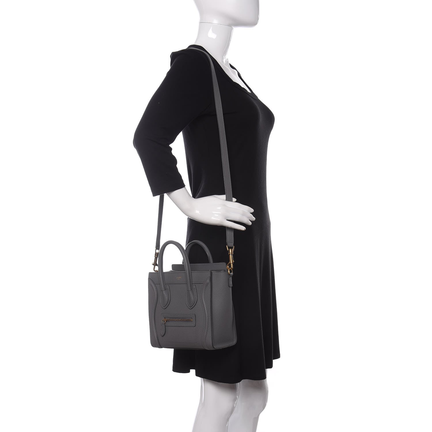Celine Baby Drummed Calfskin Nano Luggage Kohl 2 of 18