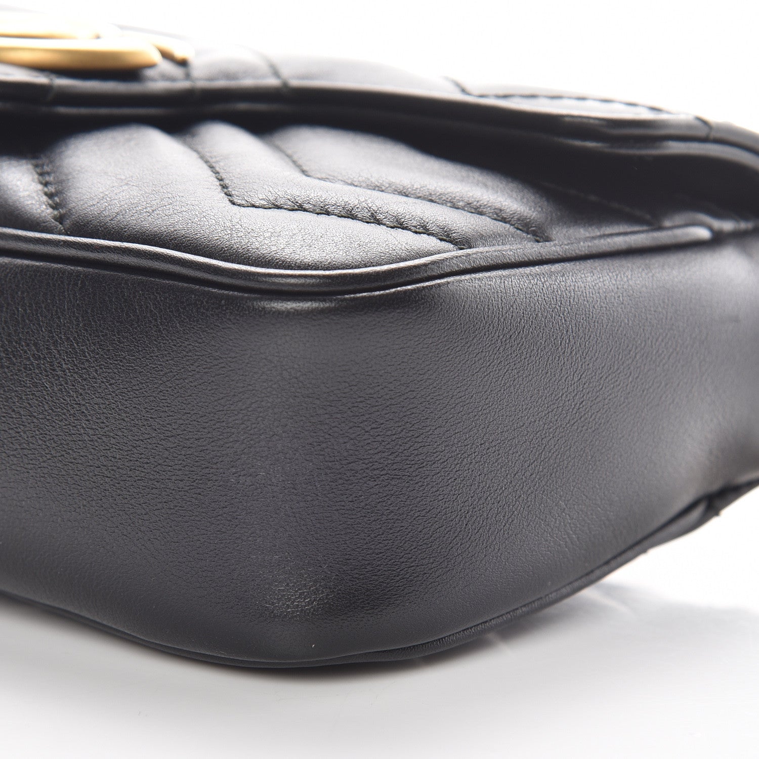 Gucci Calfskin Matelasse Super Mini GG Marmont Shoulder Bag Black 6 of 10