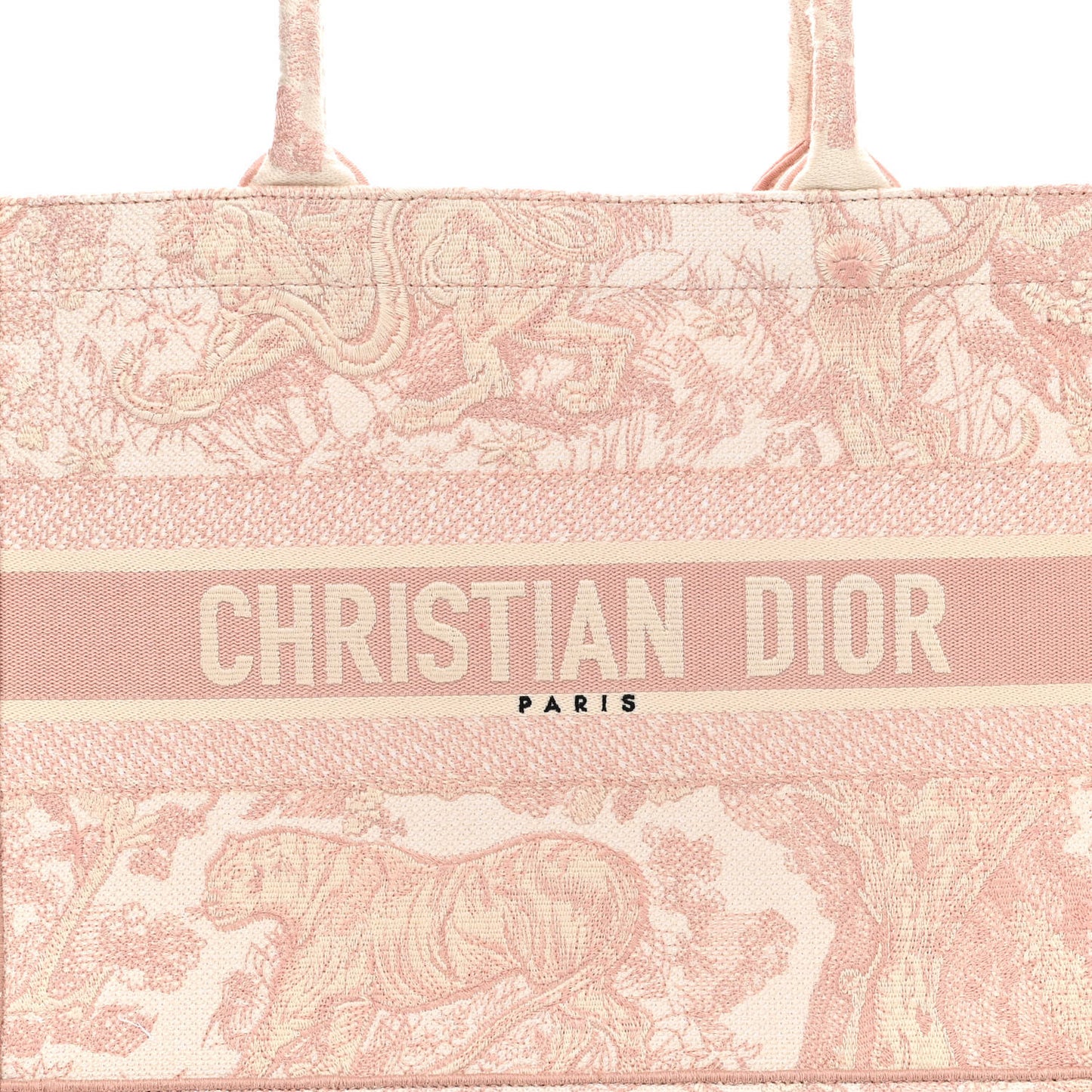 Canvas Embroidered Medium Dioriviera Toile De Jouy Book Tote Rose
