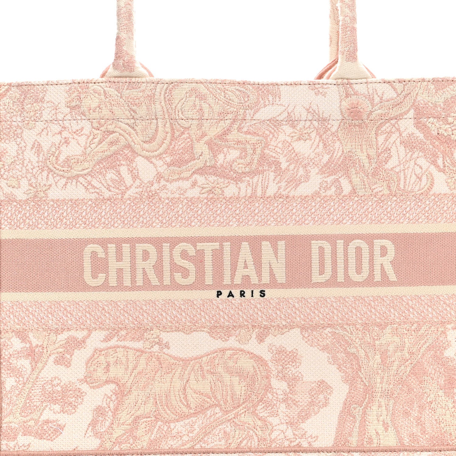 Christian Dior Canvas Embroidered Medium Dioriviera Toile De Jouy Book Tote Rose 7 of 9
