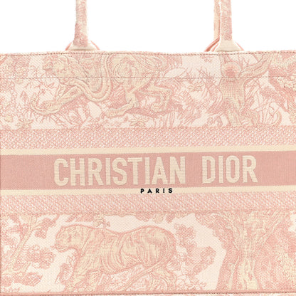 Christian Dior Canvas Embroidered Medium Dioriviera Toile De Jouy Book Tote Rose 7 of 9