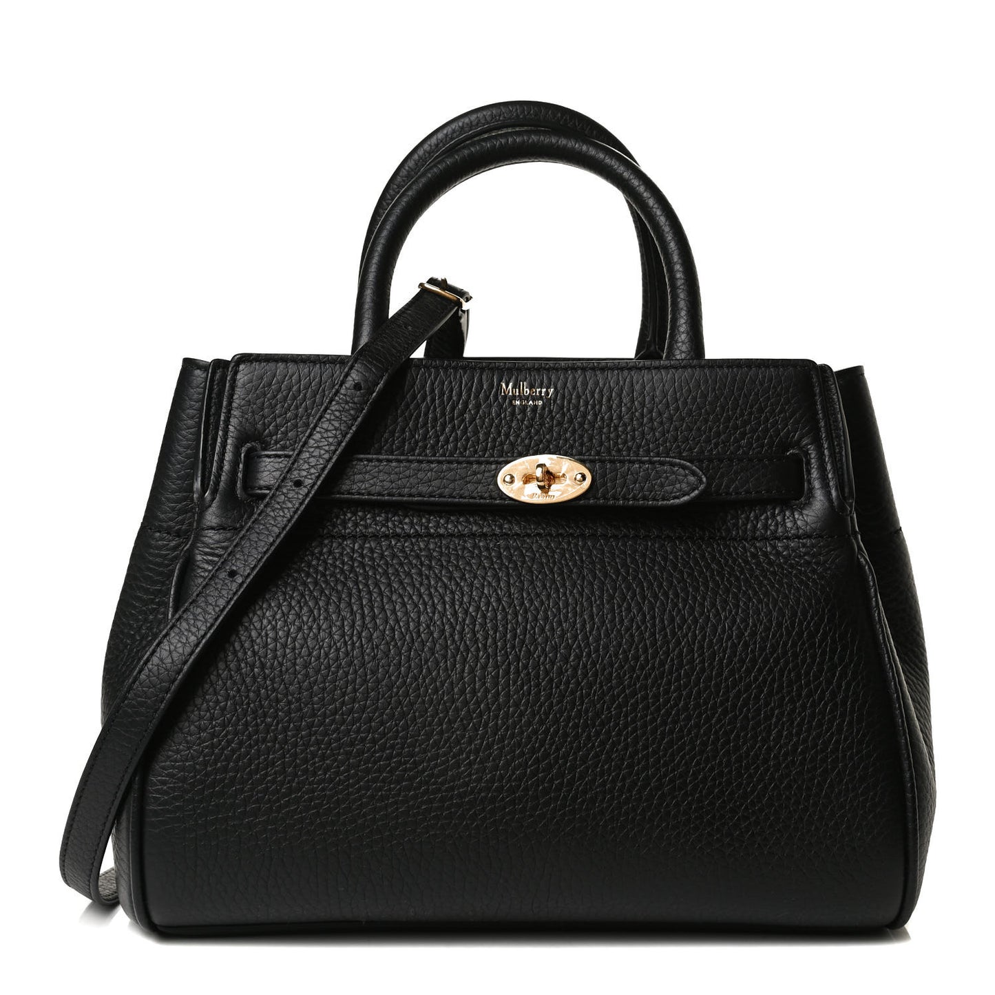 Heavy Grain Small Belted Bayswater Tote Black