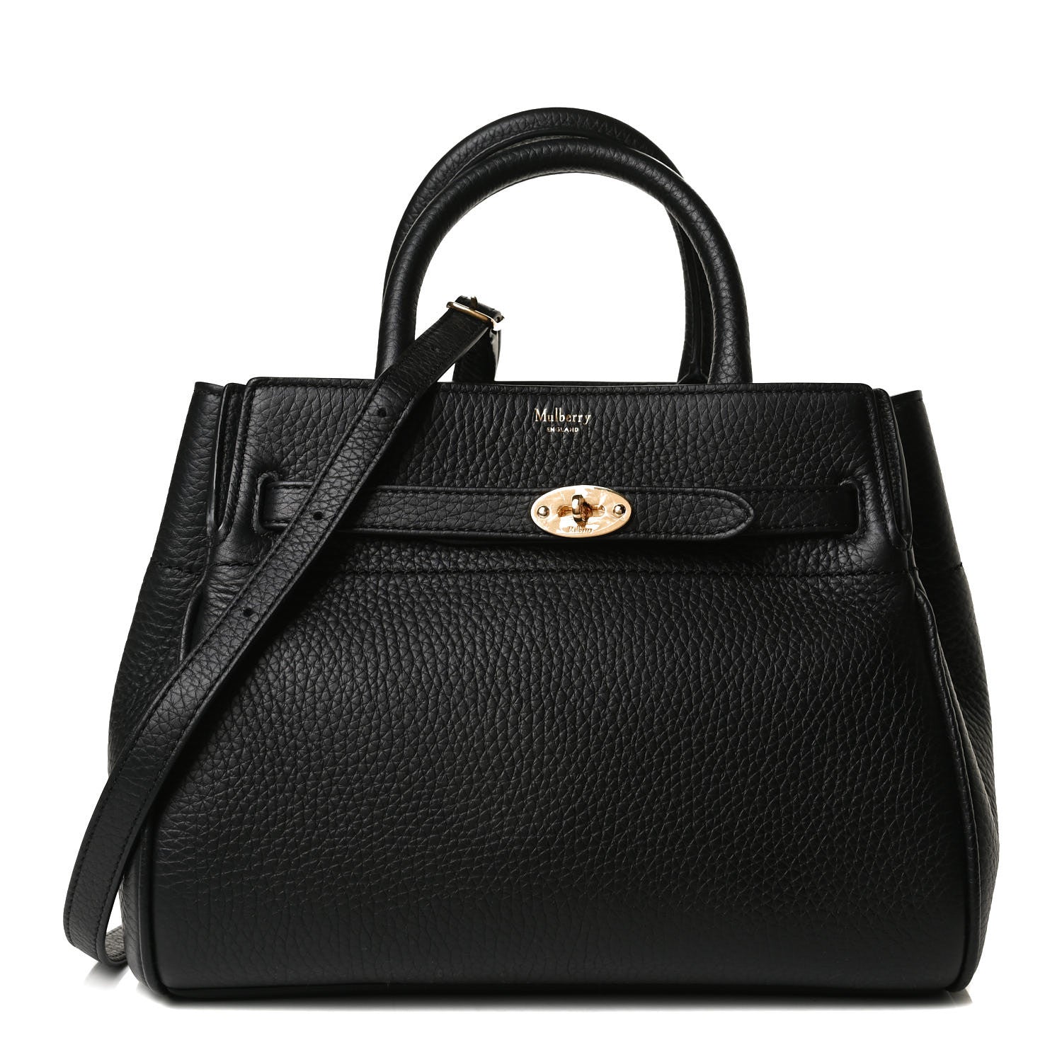 Mulberry Heavy Grain Small Belted Bayswater Tote Black 1 of 15