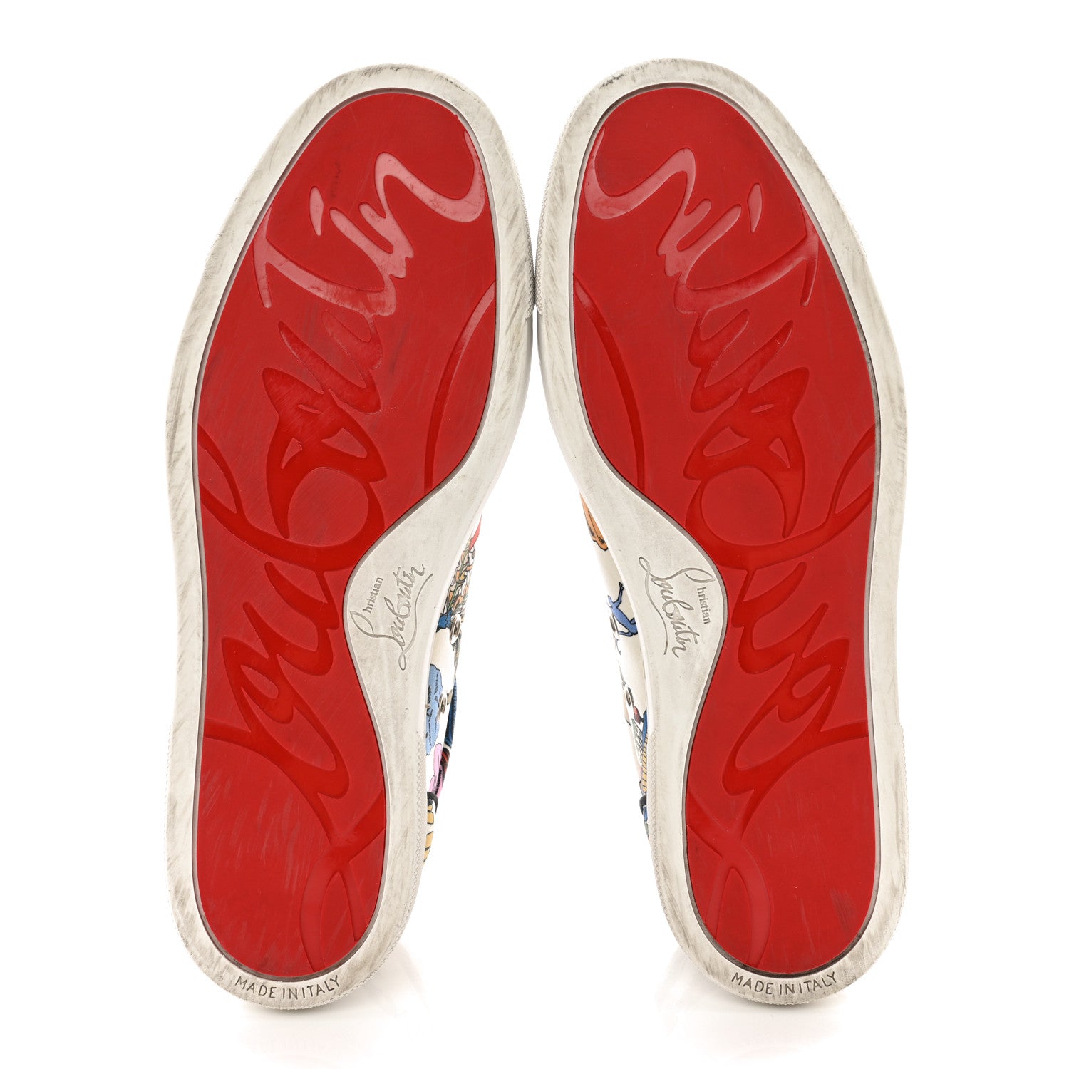 Christian Louboutin Crepe Satin Calfskin Womens Vieira Orlato Flat Sneakers 38 Bianco Multi 5 of 11