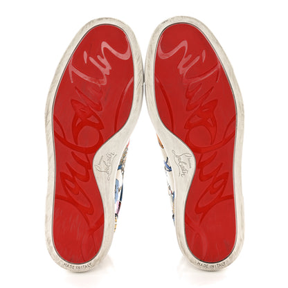Christian Louboutin Crepe Satin Calfskin Womens Vieira Orlato Flat Sneakers 38 Bianco Multi 5 of 11