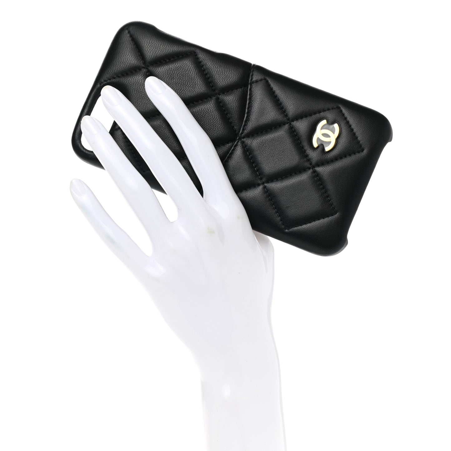 Lambskin Quilted iPhone 7/8 Coco Tech Case Black